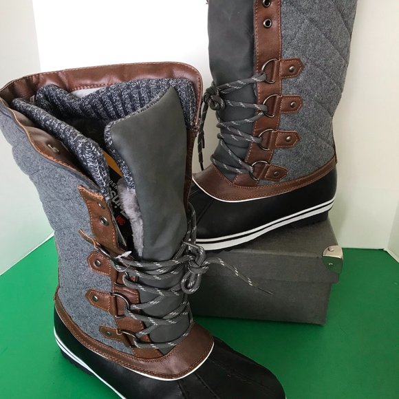 Dream Pairs Gray, Black & Tan Water Resistant Winter Boots - Picture 5 of 12